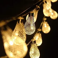 A Mark Collections 14 Bulb Shape/Water Drop Led Golden Metal Copper String Fairy Light for Home|Diwali|Navratri-thumb2