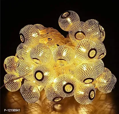 A Mark Collections Golden Metal Lantern String Lights for Indoor Outdoor Decoration Diwali Light for Party Birthday Diwali Christmas Navratri Valentine Gift Home Decoration Light 25 Led