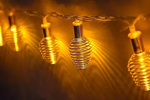 A Mark Collections Golden Spring String Lights 15 LED Circular Metal Golden Spring Light for Diwali and Christmas Day Decoration-thumb3