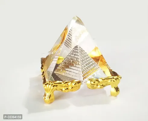 Crystal Pyramid with Stand for Positive Energy, Vastu Correction Decorative Showpiece  -  4.5 Cm