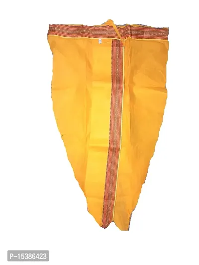 Men's Readymade Stitched Ready to Wear Cotton Dhoti Pants(Saffron/Yellow Color, Free Size)-thumb0