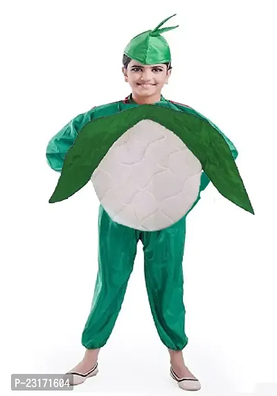 Fancy Steps Fruits and vegetable fancy Dress costume for Kids Costume Wear cutout with Jumpsuit  (Cauliflower)small