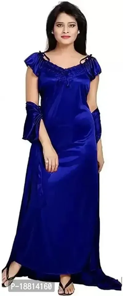 Beautiful 4 PCS Set Satin Maxi Night Dress Night Suits Nighty for Women (MX_Dress_Model_40)-thumb3