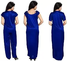 Beautiful 4 PCS Set Satin Maxi Night Dress Night Suits Nighty for Women (MX_Dress_Model_40)-thumb3