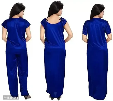 Beautiful 4 PCS Set Satin Maxi Night Dress Night Suits Nighty for Women (MX_Dress_Model_40)-thumb4