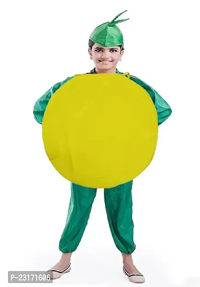 Fancy Steps Fruits and vegetable fancy Dress costume for Kids Costume Wear cutout with Jumpsuit  (Lemon)small