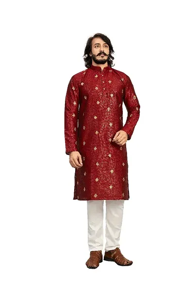 Reliable Blend Calf Length Kurta For Men