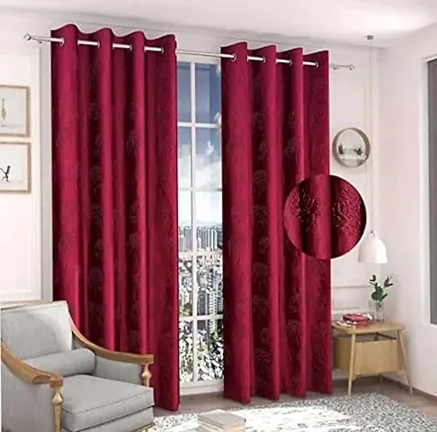 MOGNE FAB Attractive Polyester Tree Punch Curtain for Window Set of 2