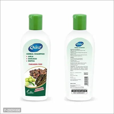 Quest Herbal Shampoo  200ml. With Amla ,Shikakai  Reetha With More Conditioner  Paraben free (Pack Of 3*200ml.)-thumb3