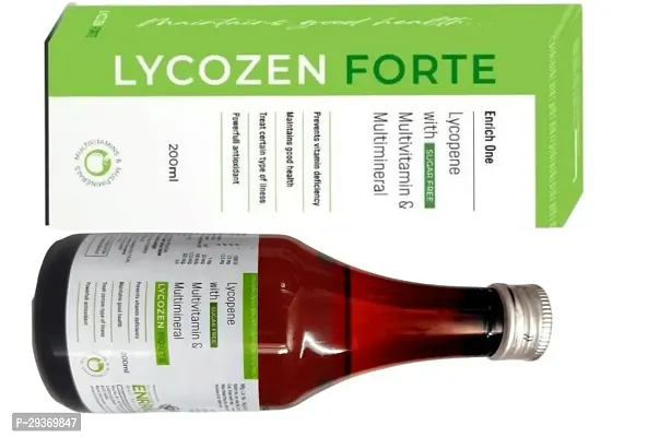 Enrich One Lycozen Forte Syrup Lycopene with Multivitamins  Multimineral Sugar Free, Prevents Vitamins Deficiency , Maintains Good Health , Powerfull Antioxidant (Pack Of 3*200Ml-thumb4