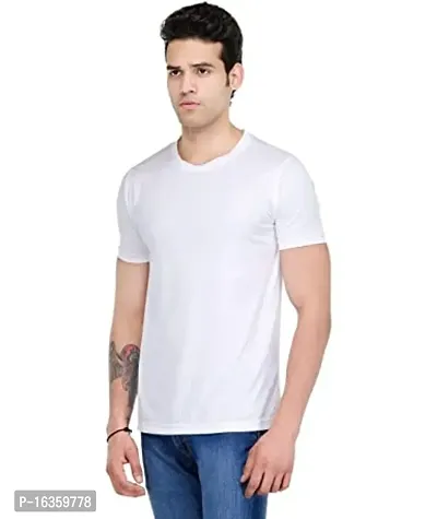 Reliable White Cotton Solid Round Neck Tees For Men-thumb0