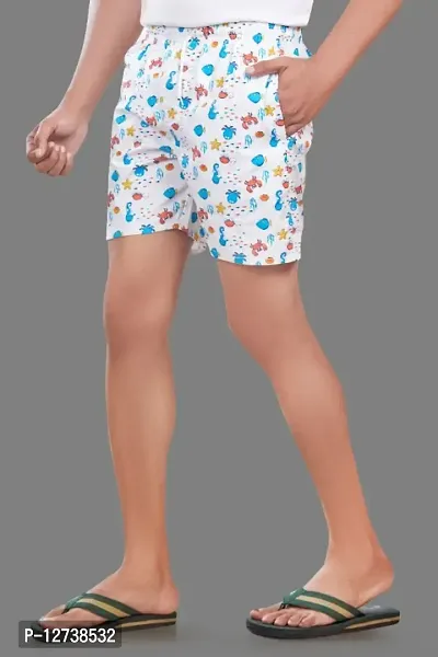 Printed Elastic Cotton Blend Regular Shorts with Drawstring/Dori  Functional Pockets for Men, Women, Boys  Girls-thumb3