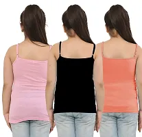 Dazico Girl's Lycra Cotton Solid Plain Camisoles/Spaghetti (Pack of 3)-thumb1