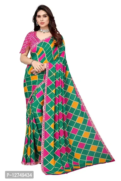 TUSHKI FAB WOMEN'S GEROGETTE SAREE (GREEN)-thumb0