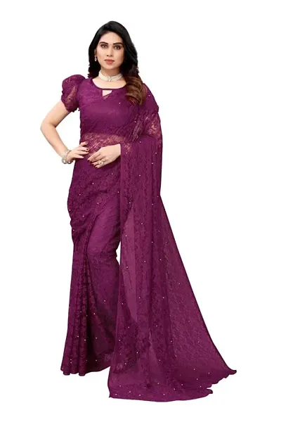 Women Stylish Blend Self Pattern Saree with Blouse piece