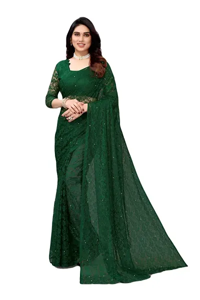 Stylish Net Saree With Blouse Piece For Women