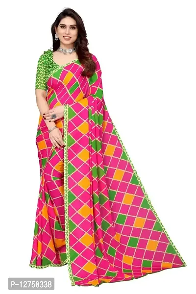 TUSHKI FAB WOMEN'S GEROGETTE SAREE (PINK)