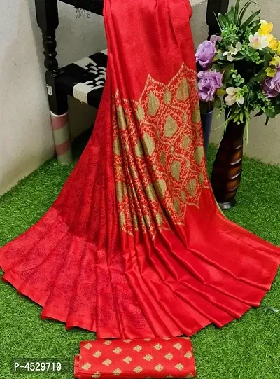 Latest Attractive Art Silk Printed Saree with Blouse piece-thumb0