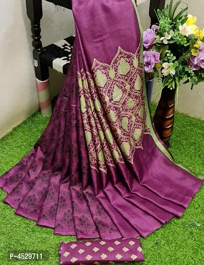 Latest Attractive Art Silk Printed Saree with Blouse piece