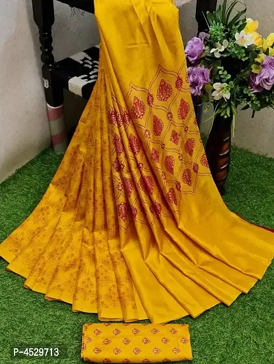 Latest Attractive Art Silk Printed Saree with Blouse piece