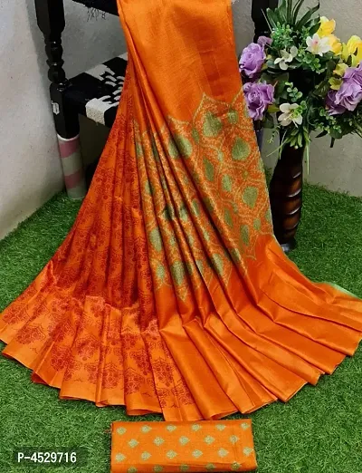 Latest Attractive Art Silk Printed Saree with Blouse piece-thumb0