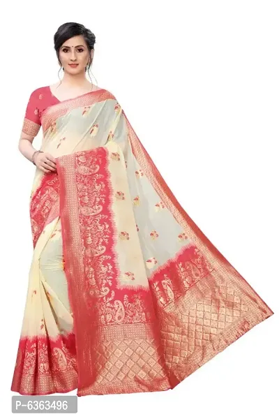 BANARASI SILK SAREE WITH CONTRAST BLOUSE-thumb0