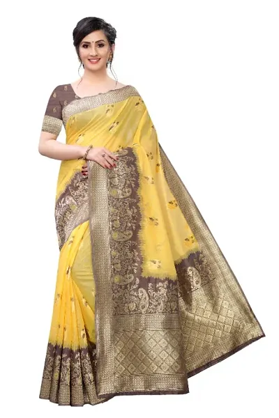 BANARASI SILK SAREE WITH CONTRAST BLOUSE PEICE.