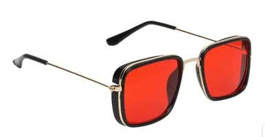 Red square sunglasses for men kabir singh sunglasses UV Protection Tony Stark Sunglasses Printed Black Cotton Hanky/Badana/Rumal for both Men  Women-thumb1