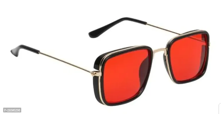 Red square sunglasses for men kabir singh sunglasses UV Protection Tony Stark Sunglasses Printed Black Cotton Hanky/Badana/Rumal for both Men  Women-thumb2