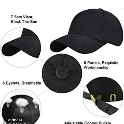 Applique, Self Design, Solid, Embellished COMBO SET OF 2 CAP+SUNGLASS-01 STYLISH VIRAT CAP + WAYFARER SUNGLASS(PACK OF 2) Cap Chasma Combo SPORTY BLACK BASE BALL CAP + BLACK WAY FAIR SUNGLASS FOR MEN-thumb3