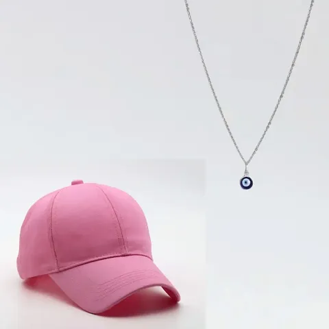 Cap with Evil Eye Pendant With Plated Chain