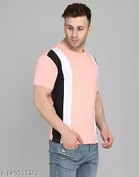 Trendy Polyester Striped Round Neck Tees For Men-thumb1