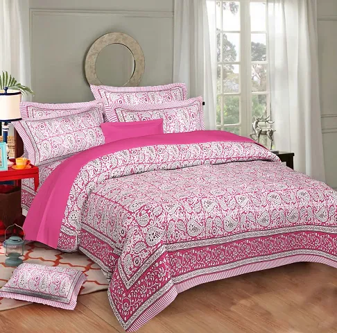 88*106 Inch Cotton Jaipuri Printed King Size Bedsheets Vol 4