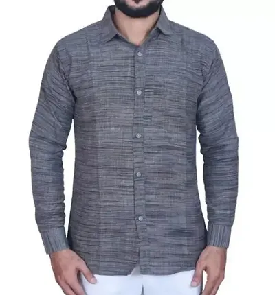 Stylish Khadi Long Sleeves Self Pattern Regular Fit Shirt For Men