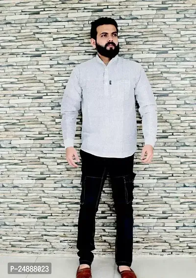 Stylish Fancy Designer Khadi Cotton Solid For Men Pack Of 1-thumb0