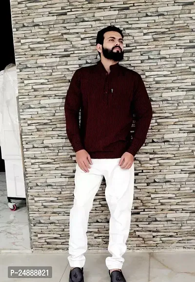 Stylish Fancy Designer Khadi Cotton Striped For Men Pack Of 1-thumb0