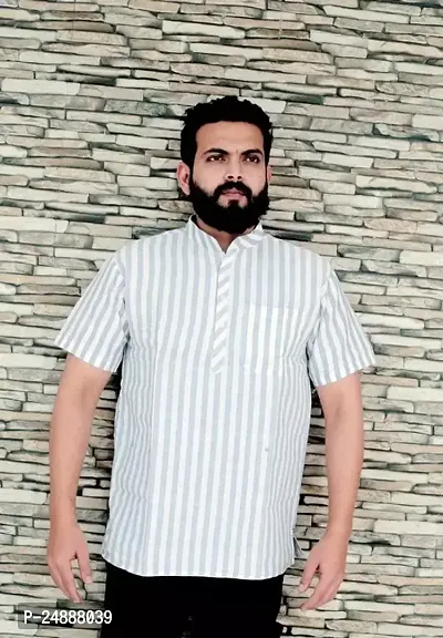 Stylish Fancy Designer Khadi Cotton Striped For Men Pack Of 1