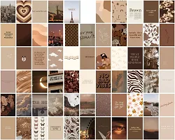 Craft Qila Peel-N-Stick Photo Wall Collage Kit 65 PCS Brown Digital Room Decor Photo Collection Small A6 Posters Stickers for Room and Wall Decoration-thumb2