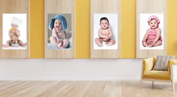 Self Adhesive Cute Baby Poster for Pregnant Women  Smiling Baby Poster  HD Baby Wall Poster for Room Decor Set of 4-thumb1