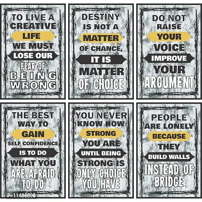 Craft Qila Bamboo Creative Life Inspirational Motivational Self Adhesive Posters for Room Office Motivational Decoration - Multicolor (45 cm x 30 cm x 2 cm) Pack of 6
