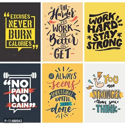 Craft Qila Gym Inspirational Motivational Self Adhesive Posters for Room Motivational - Posters for Room Decoration - Poster for Office Multicolor (45 cm x 30 cm x 2 cm) Pack of 6