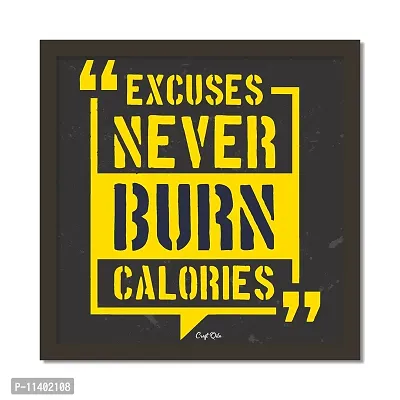 Craft Qila Excuses Never Motivational Quotes Framed Wall Poster for OFFICE & STUDENT Study Room Decoration, Size - 8 x 8 Inches