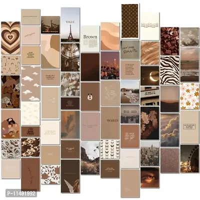 Craft Qila Peel-N-Stick Photo Wall Collage Kit 65 PCS Brown Digital Room Decor Photo Collection Small A6 Posters Stickers for Room and Wall Decoration-thumb0