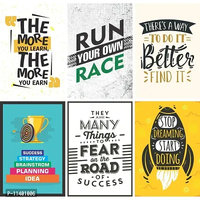 Craft Qila Success Inspirational Motivational Self Adhesive Posters for Room Motivational - Posters for Room Decoration - Poster for Office Multicolor (45 cm x 30 cm x 2 cm) Pack of 6