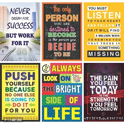 Giant Innovative Craft Qila Brand Self Adhesive Motivational Inspirational HD Poster for Wall and Room Decor M5 (Multi Color, 300 GSM Thick Paper, 30.5 x 45.7 cm)- Set of 6