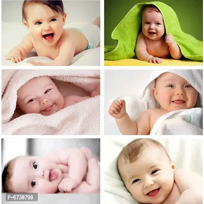 Self Adhesive Exclusive Cute Baby Posters Combo | Smiling Baby Poster | Poster for Pregnant Women | HD Baby Wall Poster for Room Decor CQ02 (Size : 45 cm x 30 cm) Pack of 6