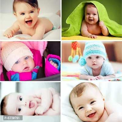 Self Adhesive Exclusive Cute Baby Posters Combo | Smiling Baby Poster | Poster for Pregnant Women | HD Baby Wall Poster for Room Decor CQ03 (Size : 45 cm x 30 cm) Pack of 6-thumb0