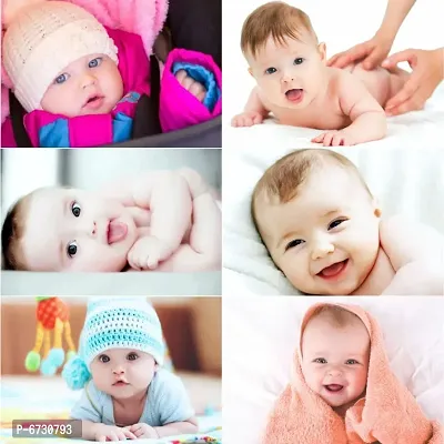 Self Adhesive Exclusive Cute Baby Posters Combo | Smiling Baby Poster | Poster for Pregnant Women | HD Baby Wall Poster for Room Decor CQ05 (Size : 45 cm x 30 cm) Pack of 6