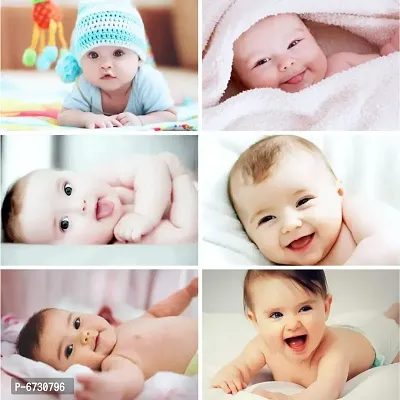 Self Adhesive Exclusive Cute Baby Posters Combo | Smiling Baby Poster | Poster for Pregnant Women | HD Baby Wall Poster for Room Decor CQ08 (Size : 45 cm x 30 cm) Pack of 6