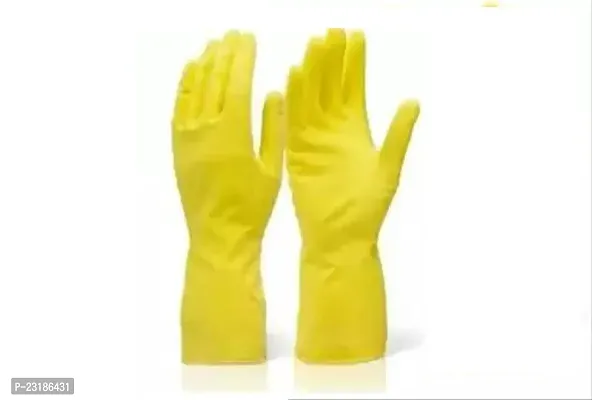 Reusable Rubber Hand Gloves Stretchable Gloves for Washing Cleaning Kitchen Garden 1Pair Any Color-thumb0